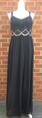 BNWT Womens Little Mistress Black Embellished Beaded Ballgown Prom Maxi Dress 12 GBP 85.00