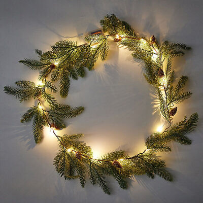#ad LED Christmas Garland with Lights Door Wreath Christmas Lights Xmas Decorations $12.99