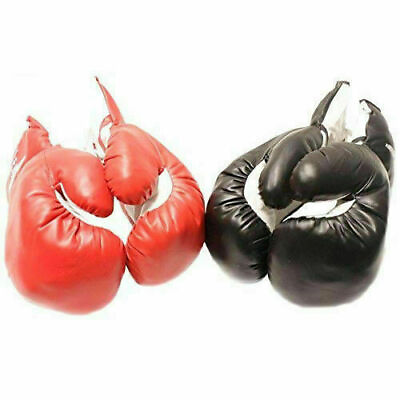 #ad 2 PAIRS BOXING PRACTICE TRAINING GLOVES Sparring Faux Leather Red Black $16.99