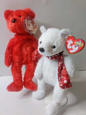 #ad TY Beanie Baby SIZZLE the Bear amp; 2000 the Holiday Bear 8.5 inch each Both MWMTs $12.97