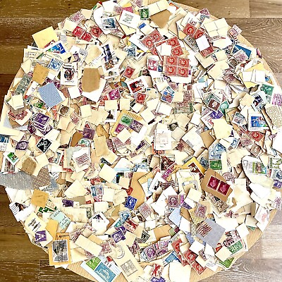 1.2 Lbs Mixed Lot Loose Vtg Postage Stamps Mostly Used Gallon Bags Old On Paper $19.94