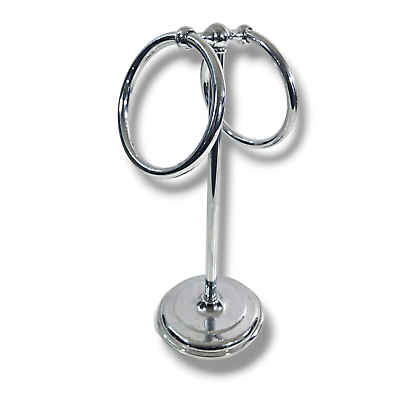 #ad Silver Chrome Double Ring Countertop Towel Holder Bathroom Vanity $11.69