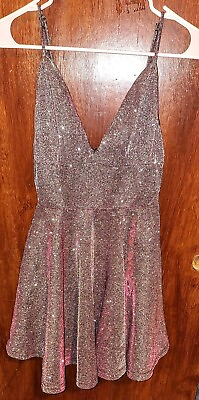 #ad Windsor Pink Silver Metallic Mini Dress $22.00
