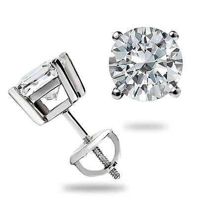 #ad 1.5Ct Round Cut Certified Moissanite 14K White Gold 6mm Stud Earrings Screw Back $57.95