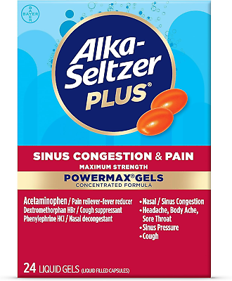 #ad Alka Seltzer plus Maximum Strength Powermax Sinus Congestion and Pain Liquid Gel $21.59