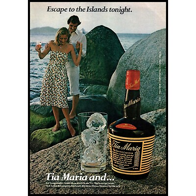#ad 1978 Tia Maria Coffee Liqueur Vintage Print Ad Couple Sundress Ocean Wall Art $10.97