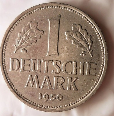 #ad 1950 F GERMANY DEUTSCHE MARK Excellent Vintage Coin GERMAN BIN #6 11 $4.99