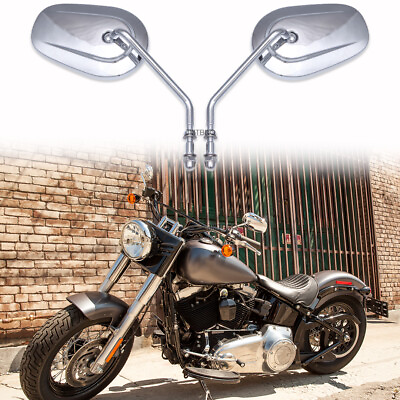 #ad For Harley Heritage Softail Deluxe Slim Fatboy Chrome Motorcycle Rearview Mirror $37.12