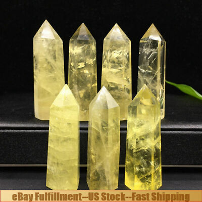 #ad 5 6cm Natural Yellow Citrine Quartz Crystal Point Wand Healing Stone Obelisk US $8.35