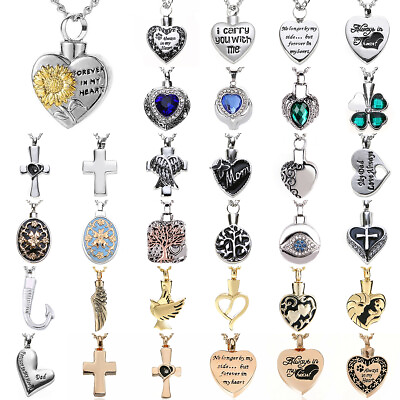 #ad Steel Keepsake Memorial Urn Pendant Necklace Cremation Jewelry for Ashes $2.49