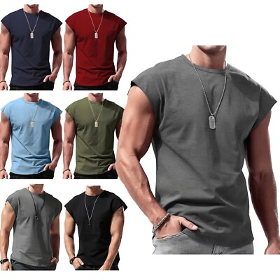 #ad Mens Muscle Gym Tank Tops Vest Sleeveless Athletic Bodybuilding Workout T Shirts $13.14