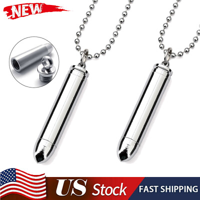 #ad 2pcs Pet Bullet Cremation Urn Keepsake Ashes Memorial Necklace Christmas Gifts $10.89
