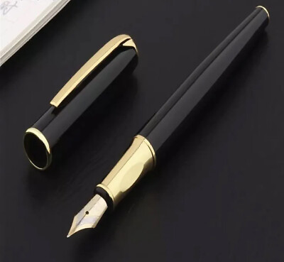 #ad Fine Nib Black And Gold Fountain Pen .5mm Tip $9.95