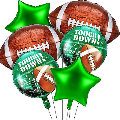 #ad 6 Pieces Football Balloons Set Football Field Balloons And Football Foil Ballo $14.99