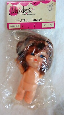 #ad Vintage Little Cindy Doll Brunette Craft 5quot; Blue Eyes Posable Arms NOS Hong Kong $9.96