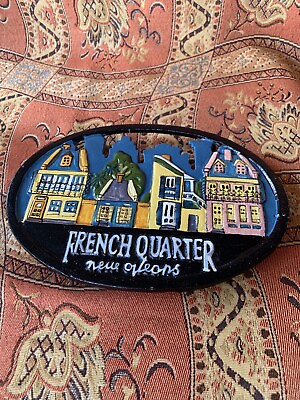 #ad Vintage Black Iron Hand Painted Trivet French Quarter New Orleans $27.99