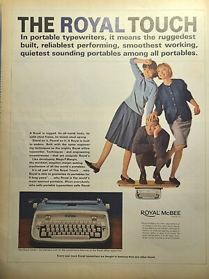 #ad Royal Safari Blue Typewriter Rugged All Metal Body Girls Vintage Print Ad 1964 $16.77