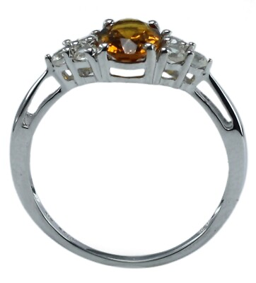 #ad Medira Citrine Gemstone Jewelry 14k White Gold Cocktail Ring Size 7 For Girls $229.50