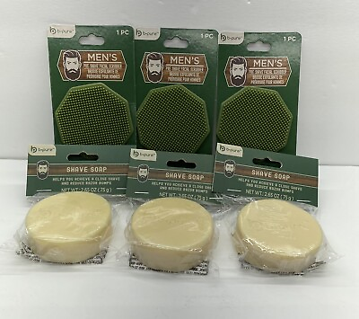#ad b pure Mens 3x Facial Scrubber and 3x Shave Soap NEW $30.00