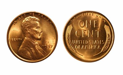 #ad 1937 D Lincoln Cent CONECA RPM 002 Choice BU Red #101 $55.00