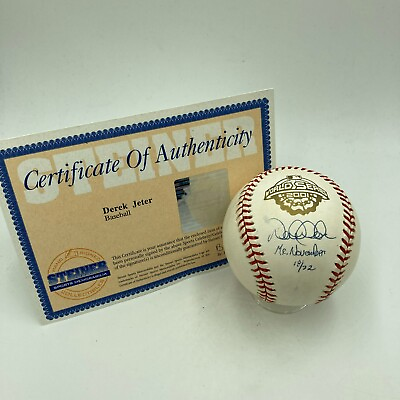 #ad Derek Jeter quot;Mr. Novemberquot; Signed 2001 World Series Baseball Steiner COA 18 22 $1495.00