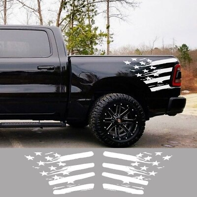 #ad For Dodge RAM Pickup Rear Trunk Side Stickers Truck Graphics American Flag Decor $25.18