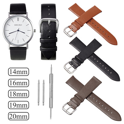 14 20mm Mens Vintage Genuine Soft Leather Watch Strap Replacement Watch Band US $10.39
