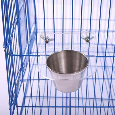 #ad 2Pack Bird Acrylic Feeding Cup Cage Clamp Holder Cat Feeder Basin Bracket $12.10