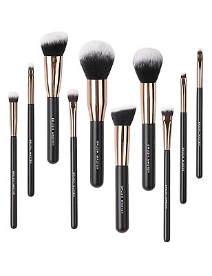 #ad 10pcs Makeup Brushes Set Cosmetic Eyebrow Blush Foundation Powder Kit Beauty PRO $7.73