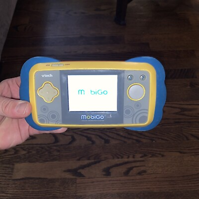 #ad Vtech Mobigo Blue Yellow Touch Handheld Learning System No Charger Battery $24.99