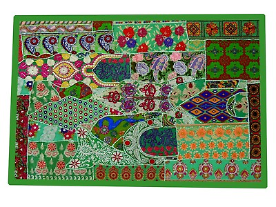 #ad Vintage Handmade Wall Hanging Embroidered Bohemian Patchwork Tapestry 60quot;L LT44 $71.50
