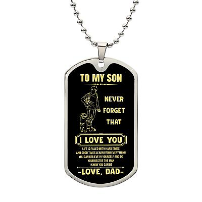 #ad Son Dog Tag Dad Giving Son Never Forget That I Love You Dog Tag Necklace $29.42
