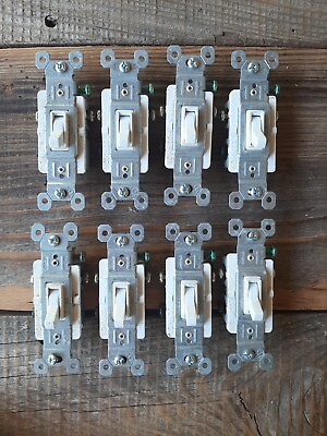 #ad SET OF 8 COMMON 3 Way white Toggle Light Switch 15 Amp DUSTY FROM STORAGE $15.00