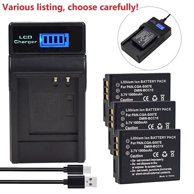 #ad Battery or charger for Panasonic Lumix CGA S007 DMC TZ1 DMC TZ2 DMC TZ3 DMC TZ4 $7.35