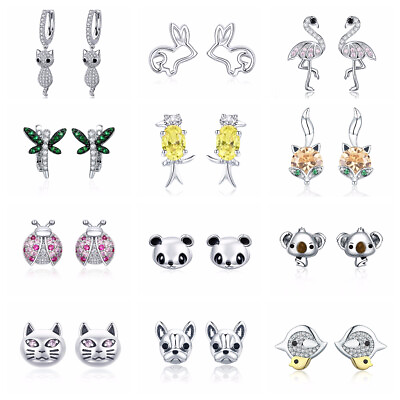 European 925 Sterling Silver Animals Earrings Jewelry Fits Fashion Women Girls $9.47