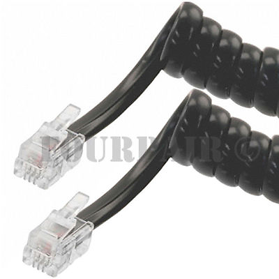 #ad 10ft Telephone Handset Receiver Cord Phone Curly Coil Cable 4P4C RJ22 Black $4.99
