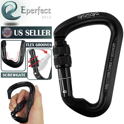 #ad 30KN Aluminum Alloy Screwgate Locking Carabiner D Ring Hook for Climbing Caving $12.99