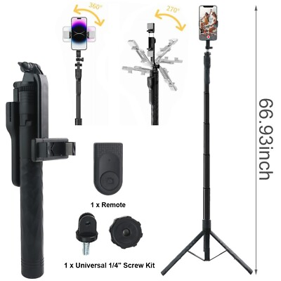 #ad Universal Selfie Stick Tripod Stand Bluetooth Remote 68quot; for Cell Phone Camera $25.99