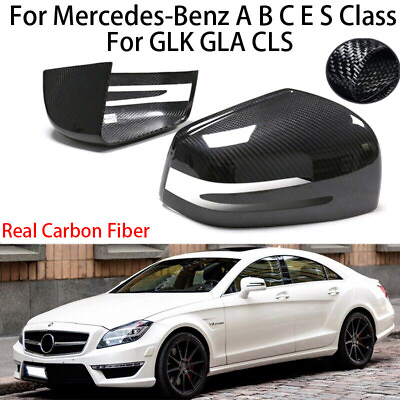 #ad For Mercedes Benz A B C E S Class CLS CLA GLA GLK Carbon Fiber View mirror Cover $111.71
