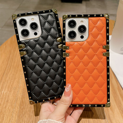 Cute Lovely Case Skull Lip Girl Square Shape Leather Cover for iPhone 14 Pro Max $10.98