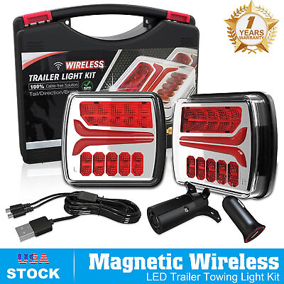#ad Rechargeable Universal Wireless Magnetic LED Trailer Rear Tail Light for Towing $119.99