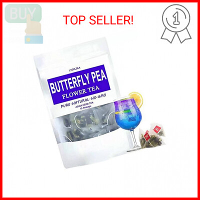 #ad LYCKLIGA Butterfly Pea Flower Tea 15 Pyramid Tea Bags Clitoria ternatea Premium $8.00