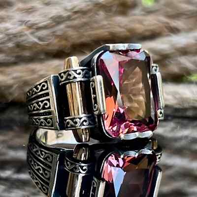 Excellent Handmade 925 Sterling Silver Turkish Jewelry Alexandrite Men Rings $59.00