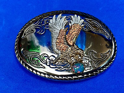 #ad Flying Hunting Eagle Clawing Mythical Crystal ball on mirrored belt buckle $14.99