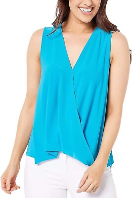 #ad Attitudes by Renee Como Jersey BubbleHem Sleeveless Top Butterfly Blue $17.99