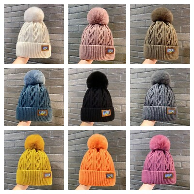 #ad Womens Winter Beanie Hat Warm Fleece Lined Knit Soft Ski Cuff Cap with POM POM $12.99