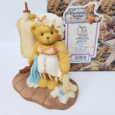 #ad Cherished Teddies SARAH #308676 LIMITED ED Figurine quot;Memories To Wear And Sharequot; $14.99