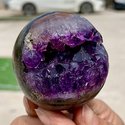 #ad 167G Natural Uruguayan Amethyst Quartz crystal open smile ball therapy $106.50