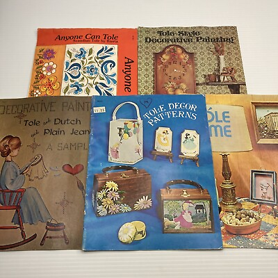 Vintage Tole Painting Decorative Patterns 5 Book Lot Tole Time Tole Decor Patter $19.52