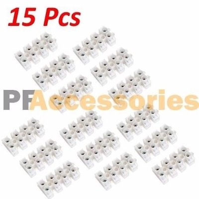 #ad 15 Pcs 10A 380V Dual Row 4 Positions Terminal Strip Block Wire Connector Barrier $9.99